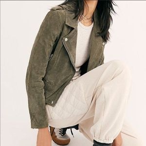 Blank NYC Green Leather Jacket Classic Oversized Fit